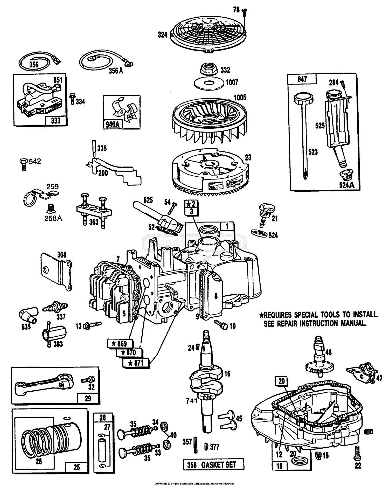 briggs and stratton exi 625 parts diagram