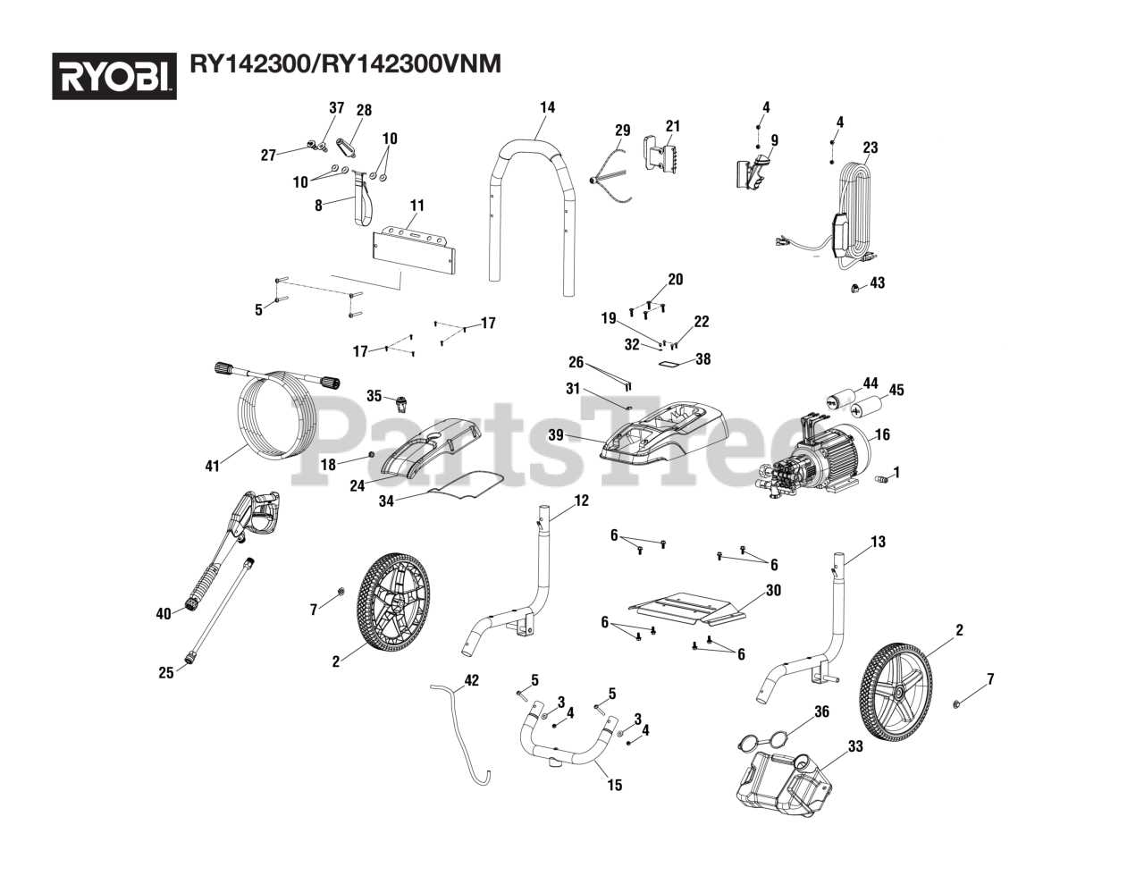 ryobi electric pressure washer parts diagram