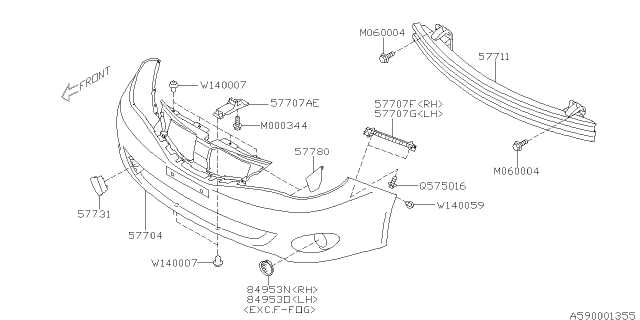 subaru impreza body parts diagram