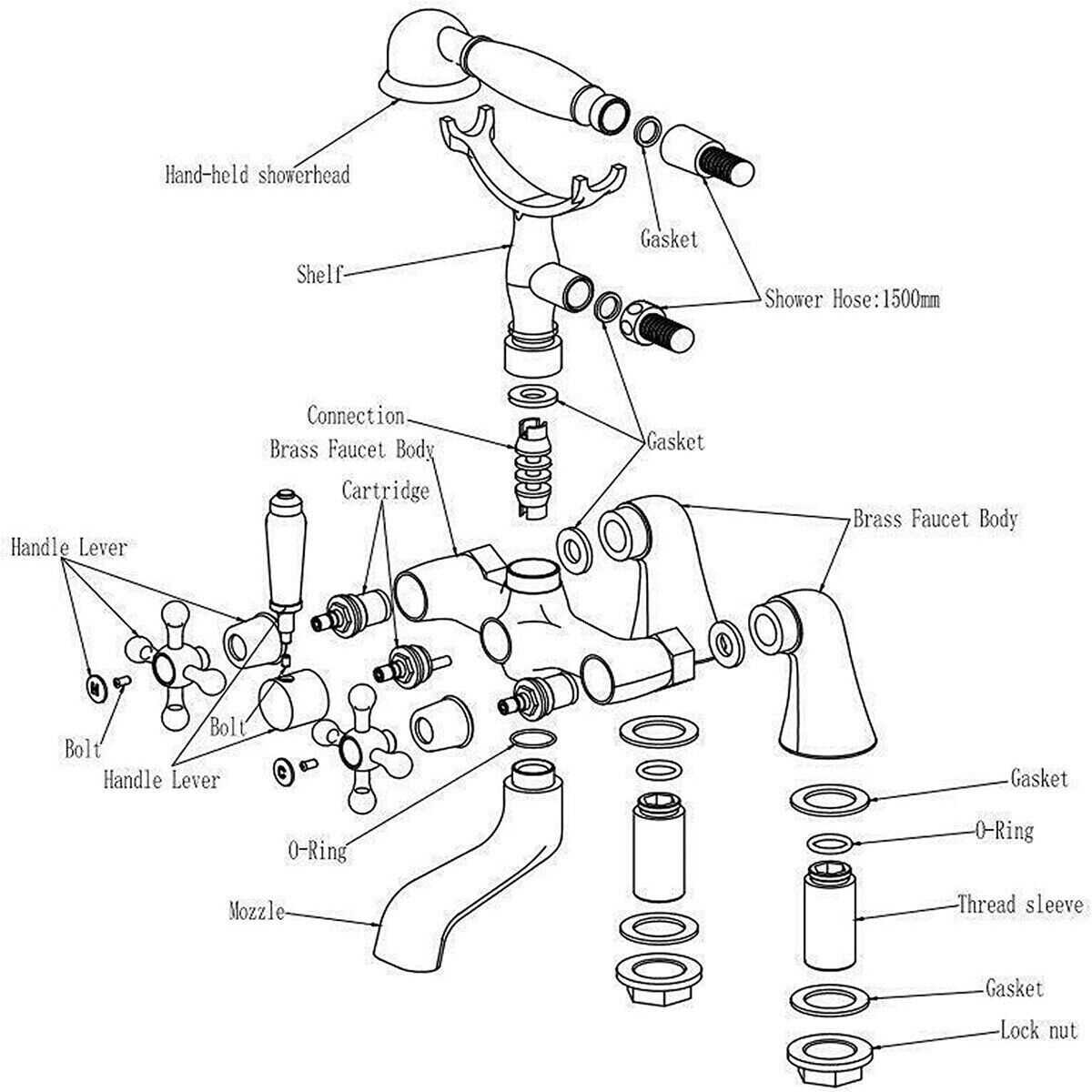 shower tap parts diagram