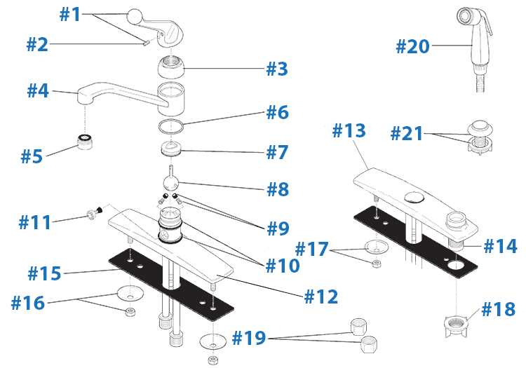 two handle kitchen faucet parts diagram