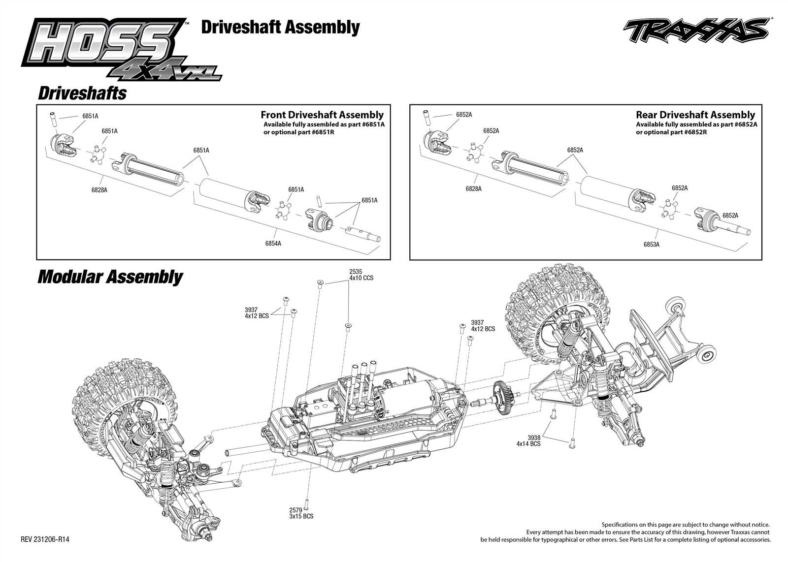 traxxas hoss 4x4 vxl parts diagram