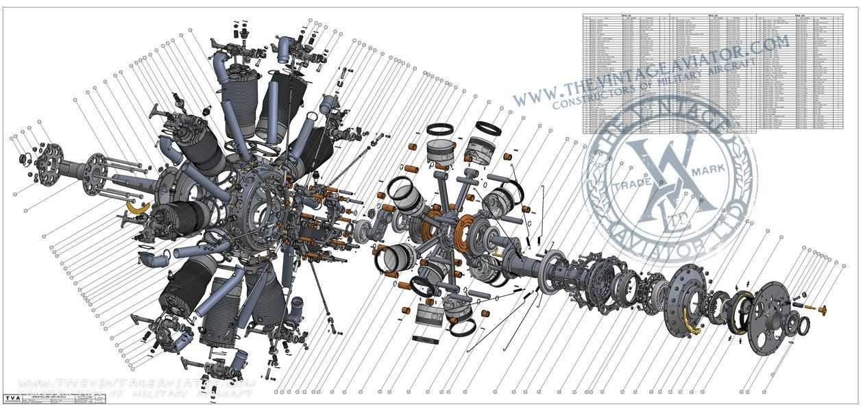 radial engine parts diagram