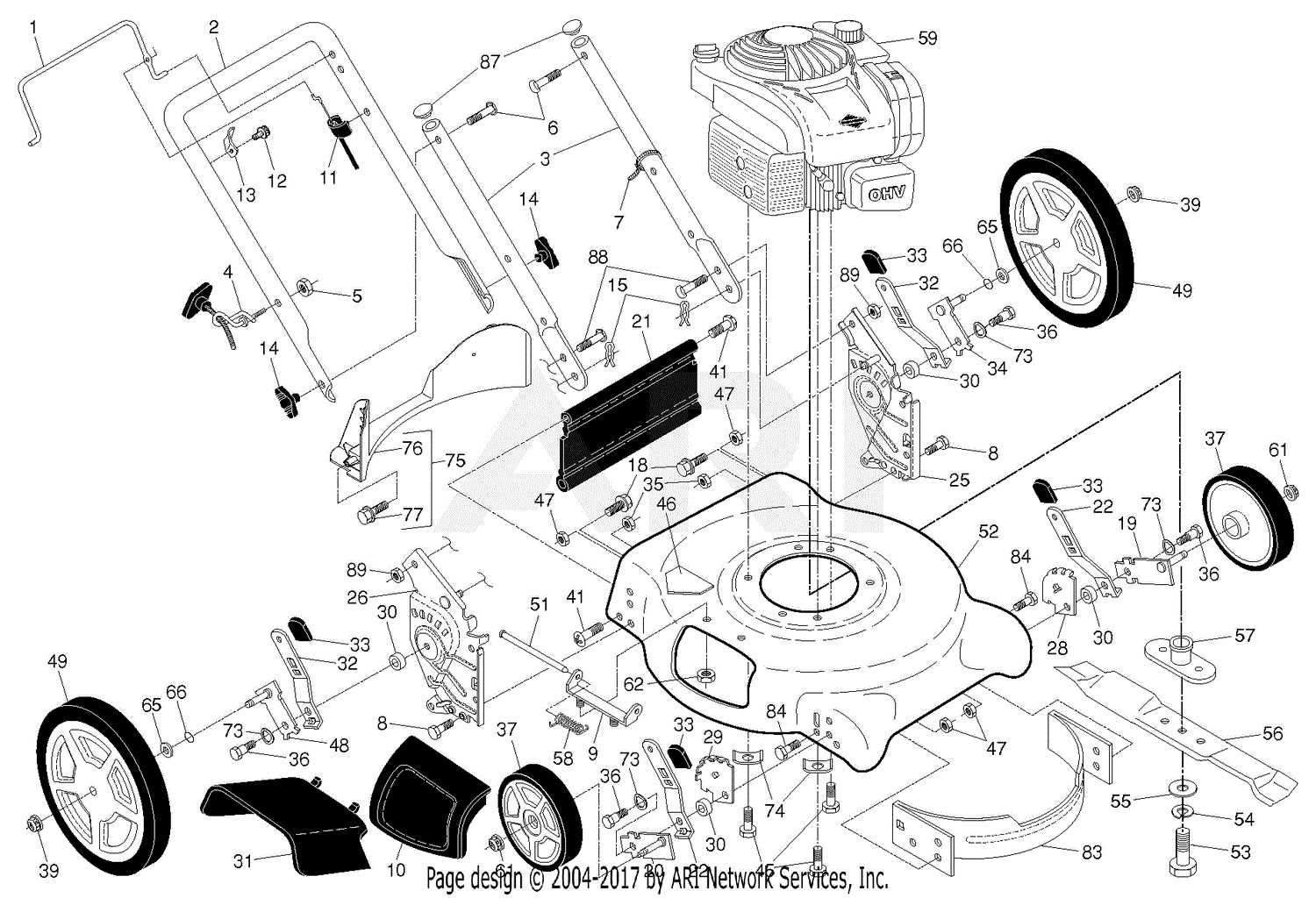 poulan p1500 parts diagram