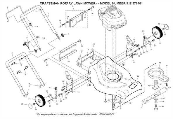 push mower murray lawn mower parts diagram