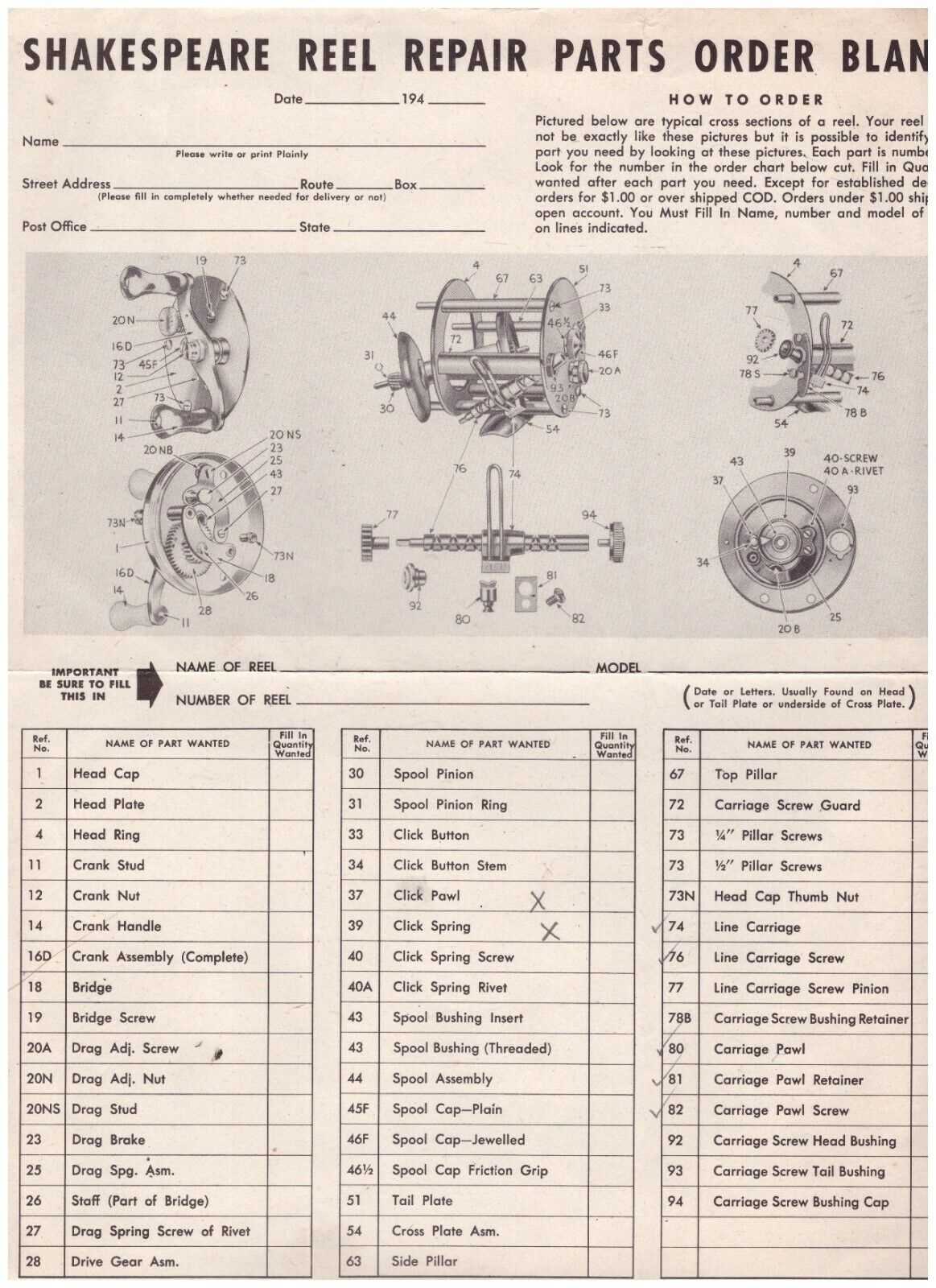 parts of a spinning reel diagram