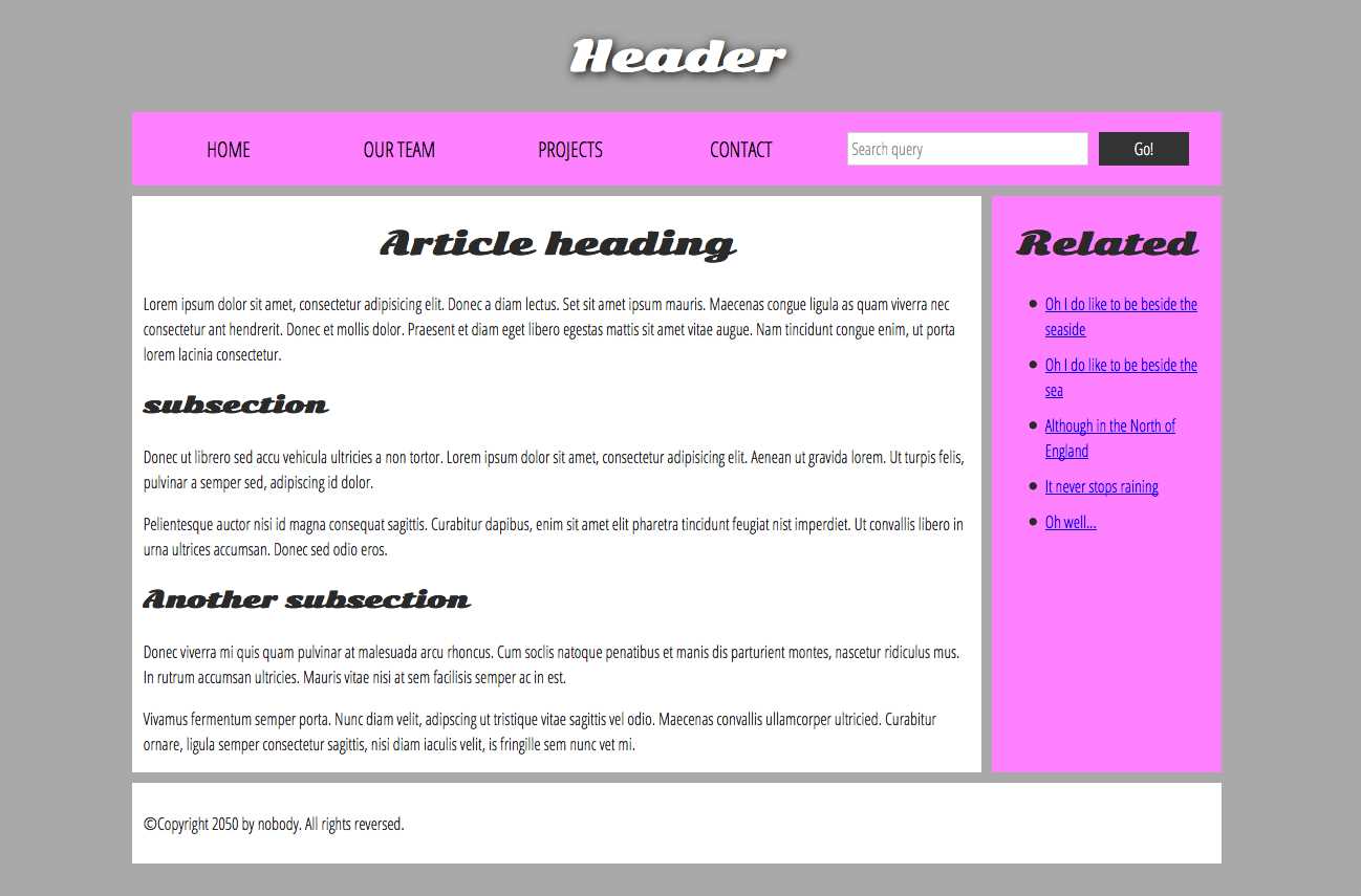 parts of a web page diagram