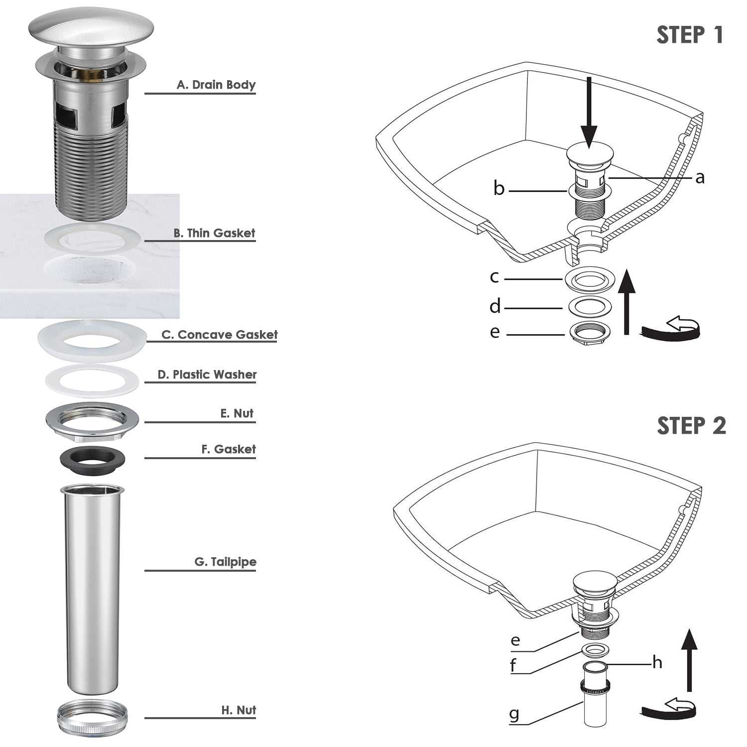 parts of sink drain diagram