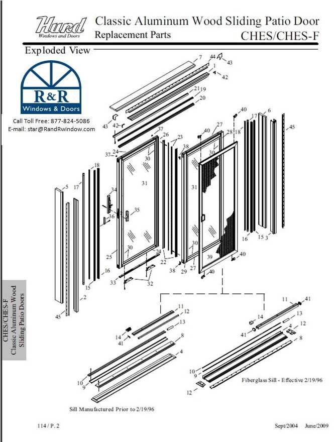 pella patio door parts diagram