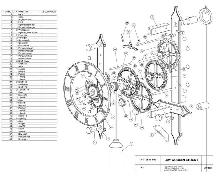 pendulum grandfather clock parts diagram