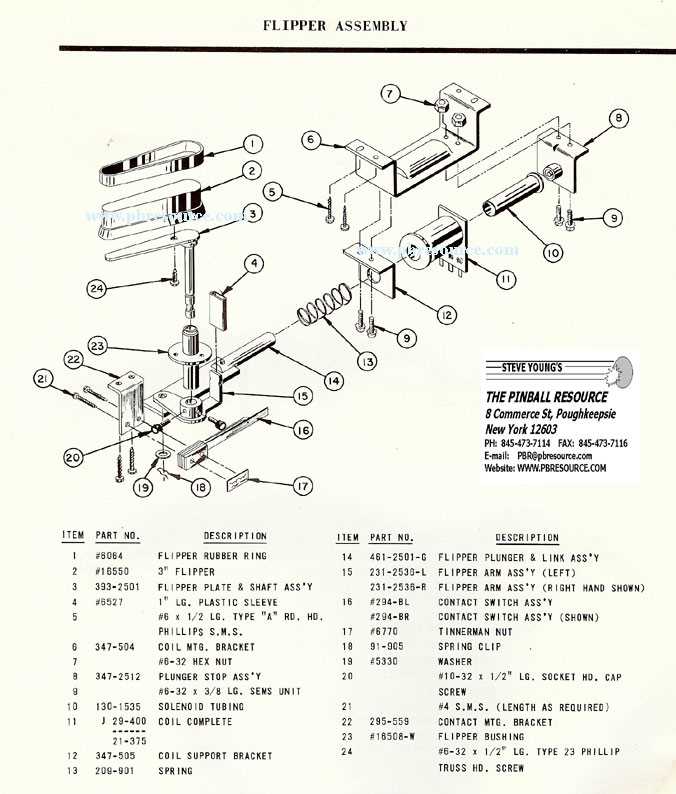 pinball parts diagram