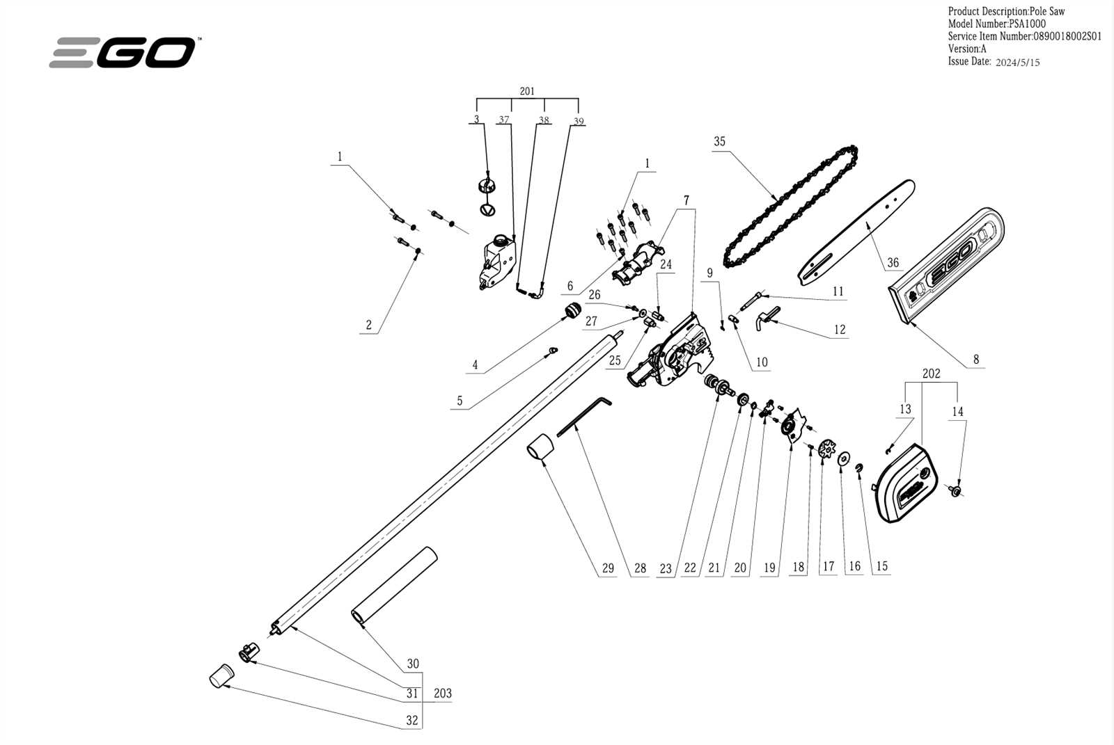 pole pruner parts diagram