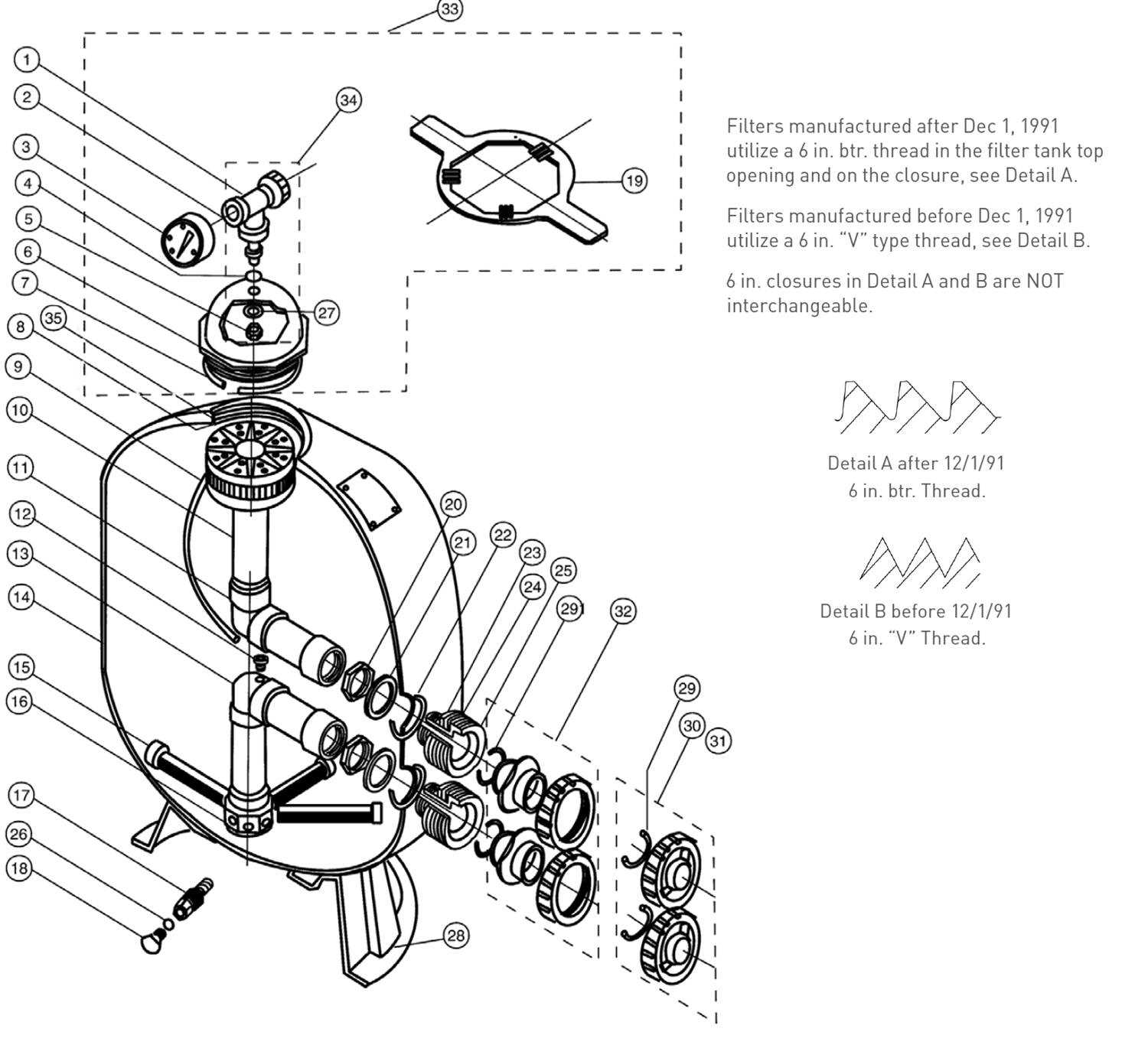 pool sand filter parts diagram