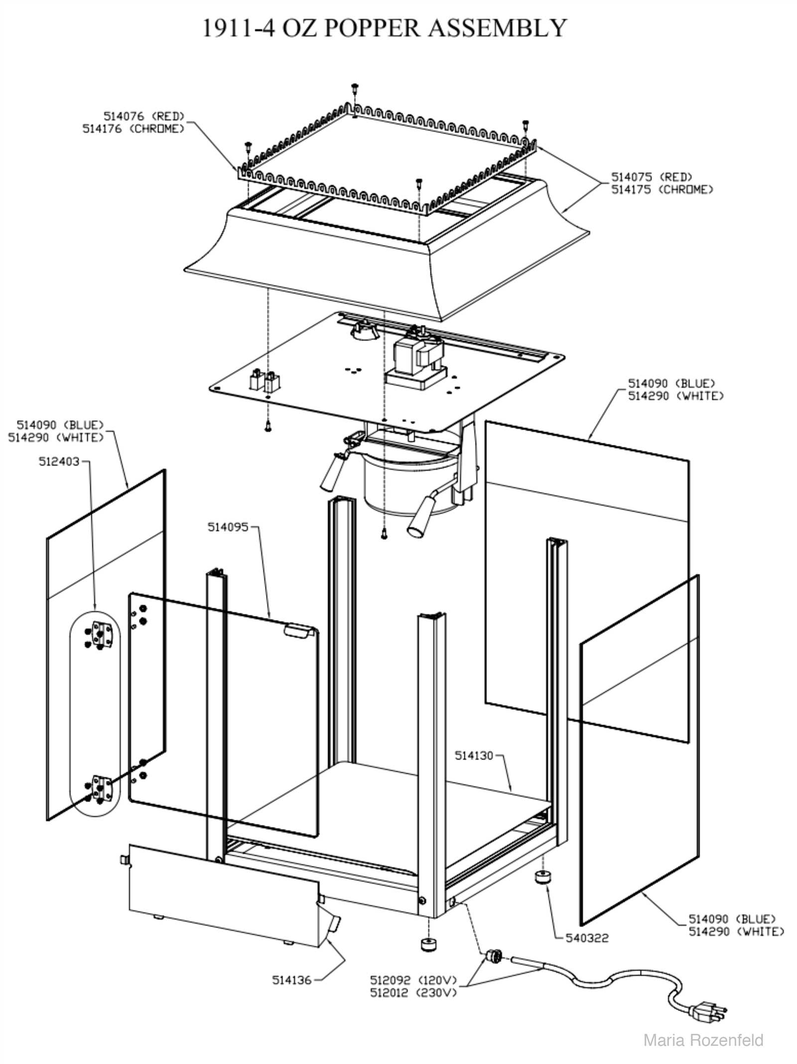 popcorn machine parts diagram