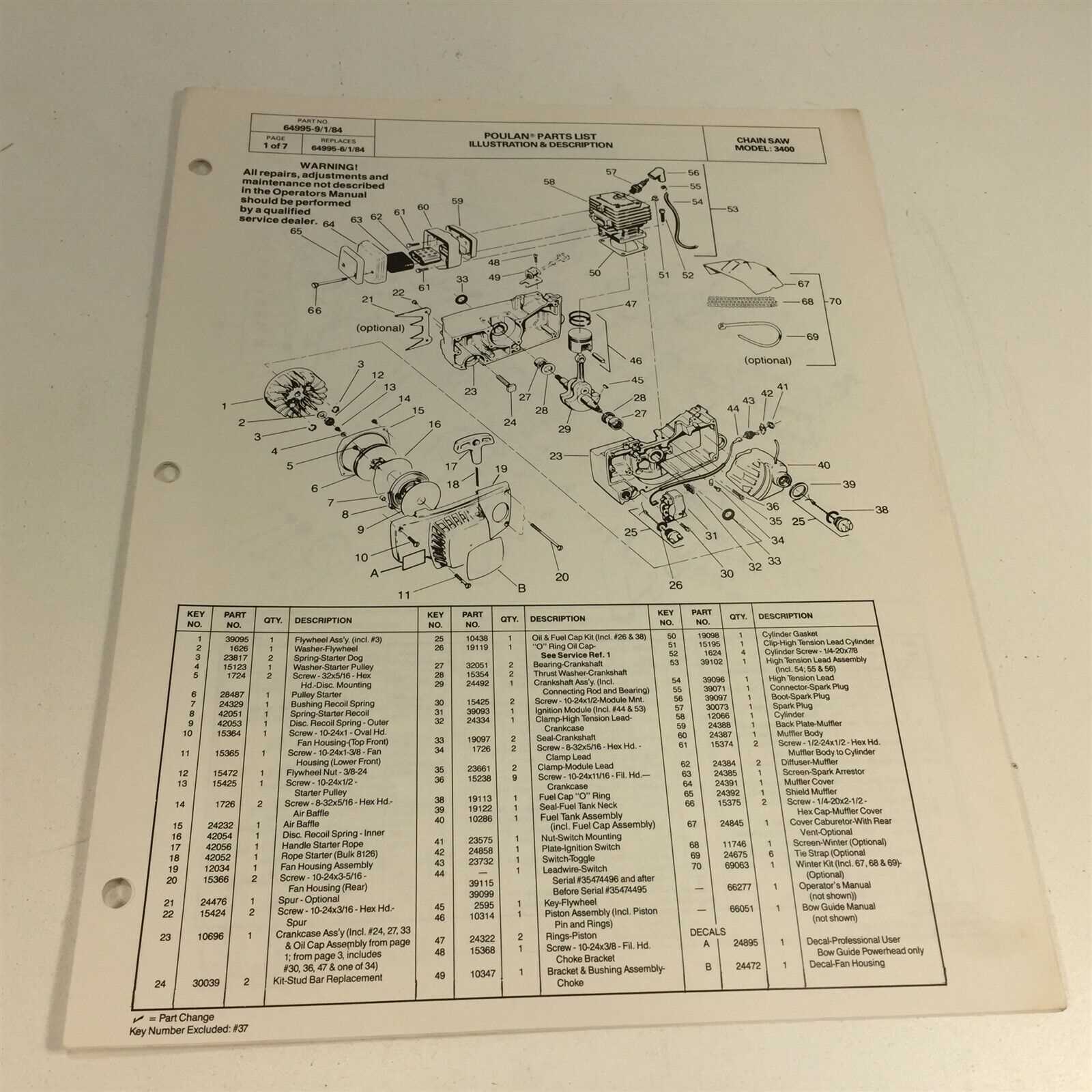 poulan counter vibe 3400 parts diagram