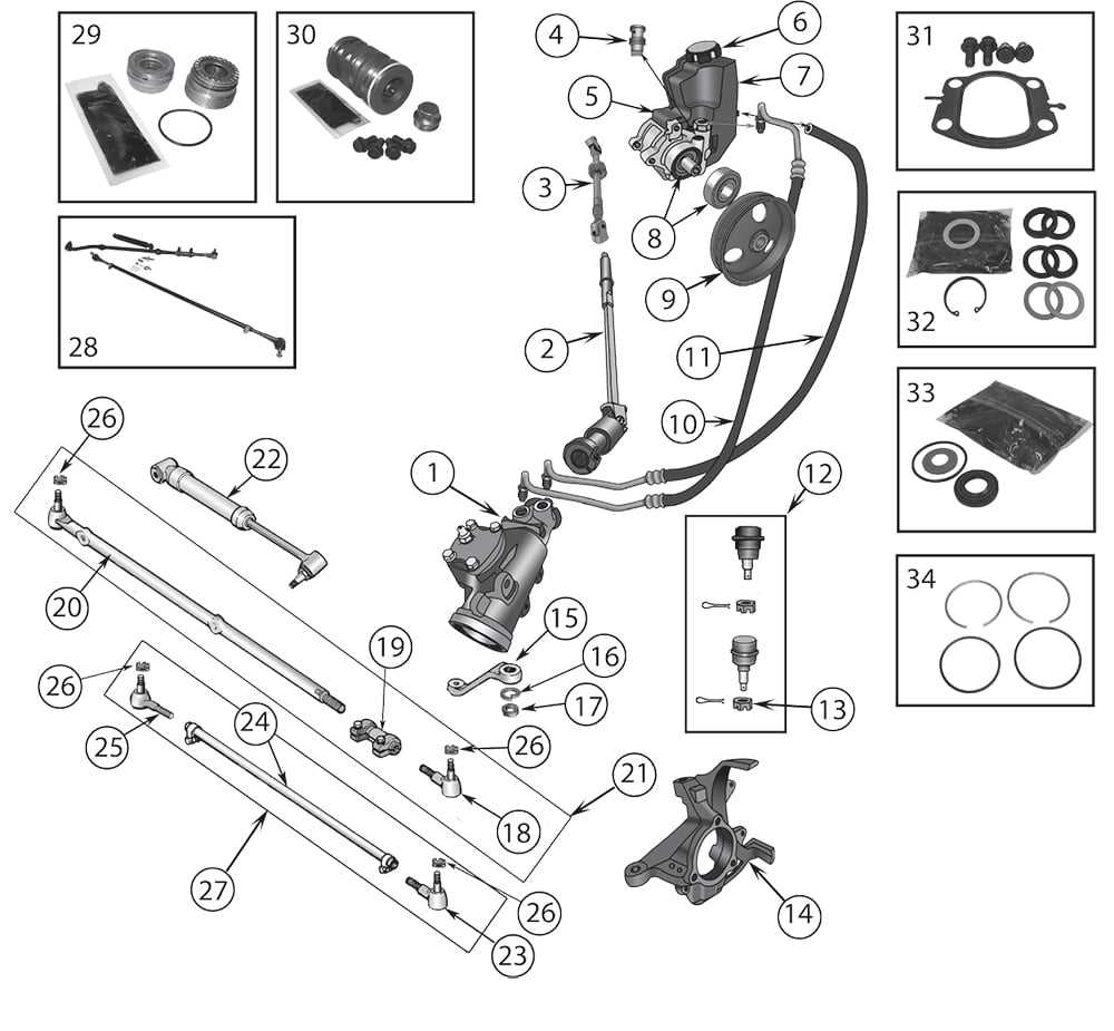 power steering parts diagram