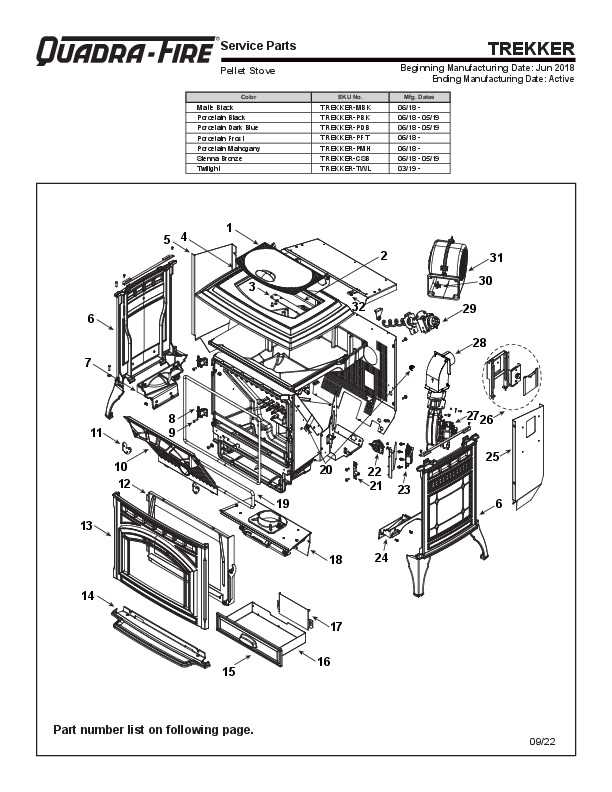 quadra fire 1200i parts diagram