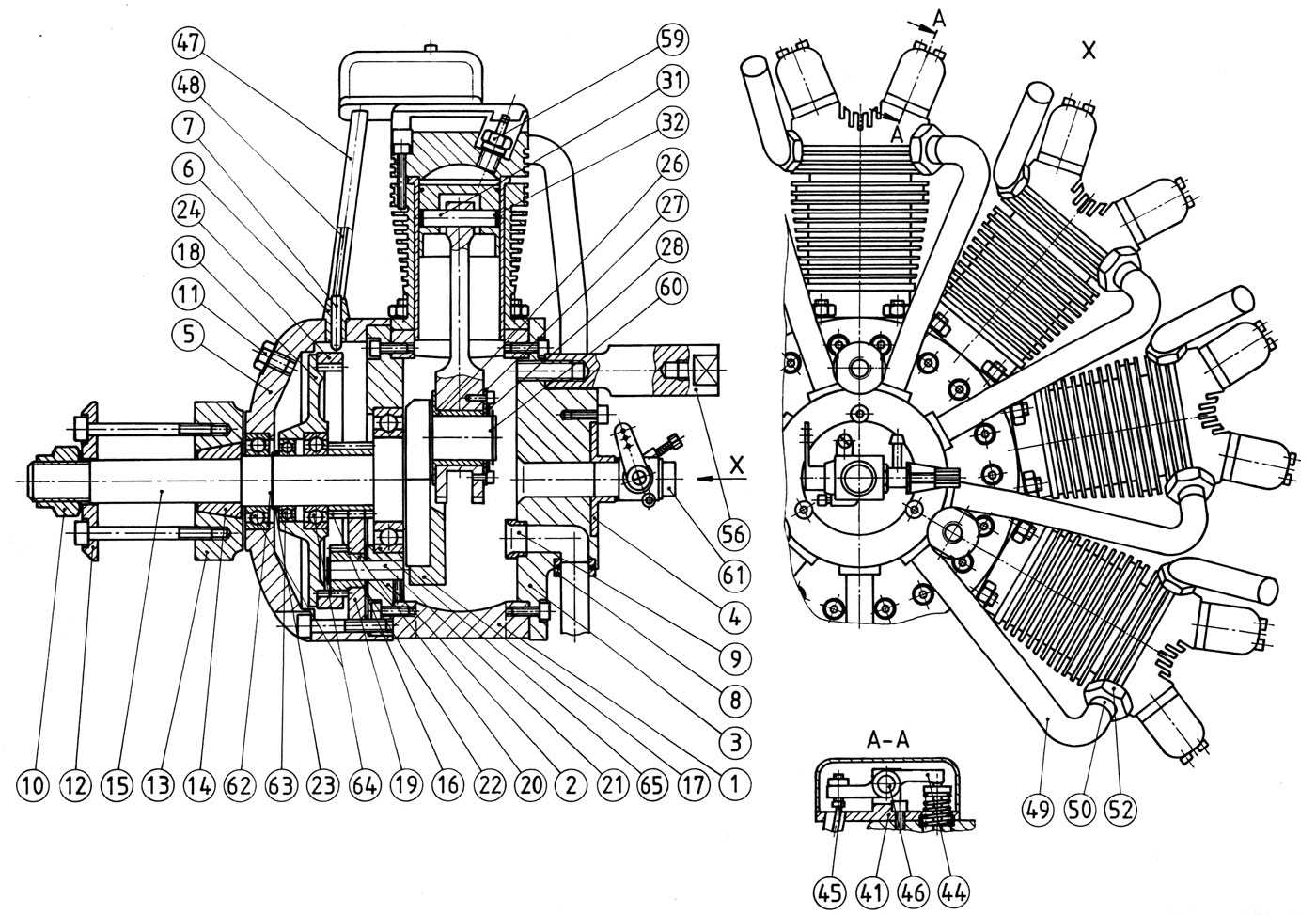 radial engine parts diagram