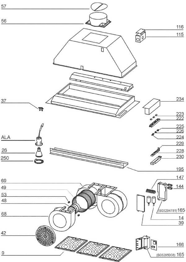 range hood parts diagram