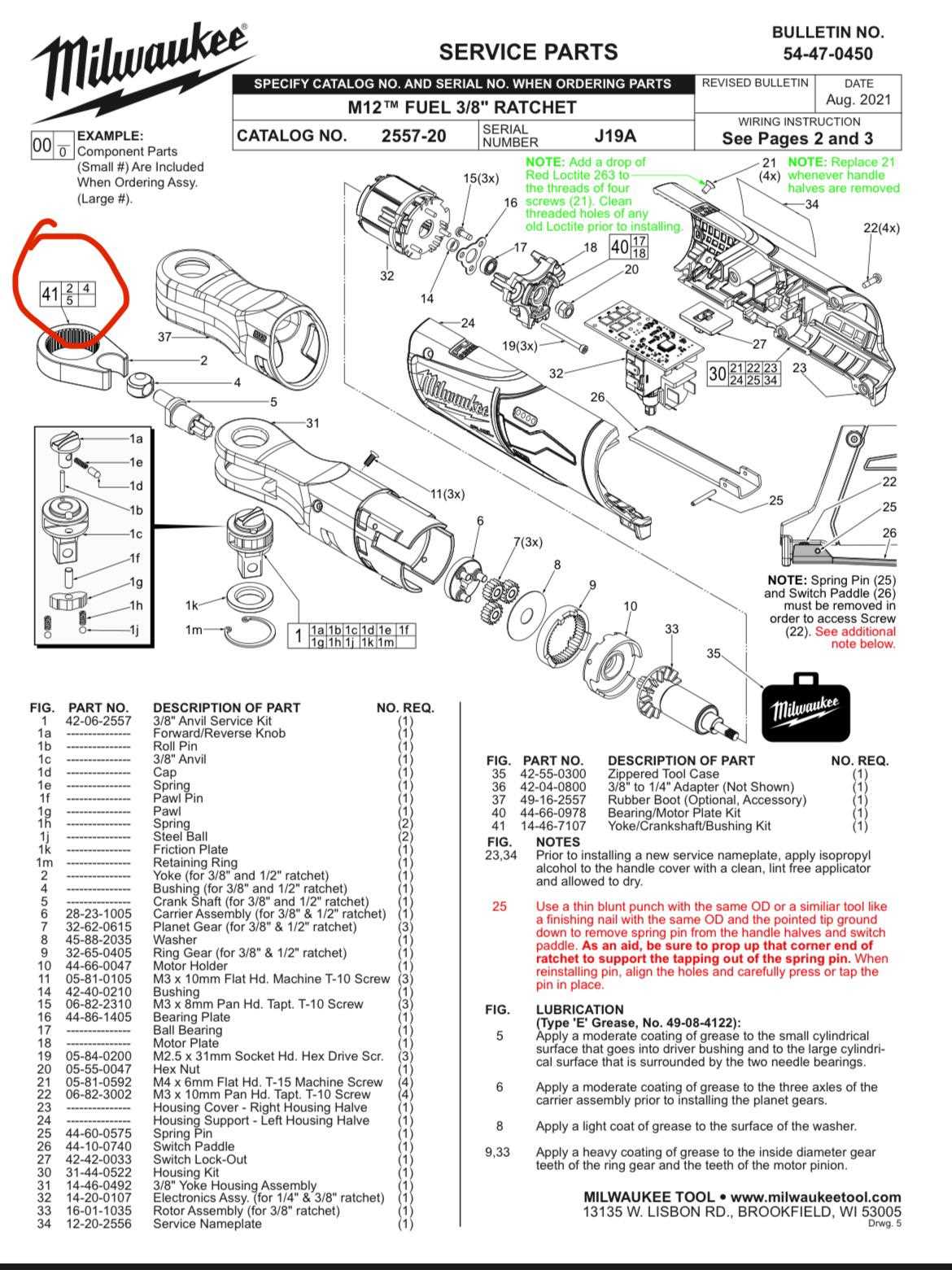 ratchet parts diagram