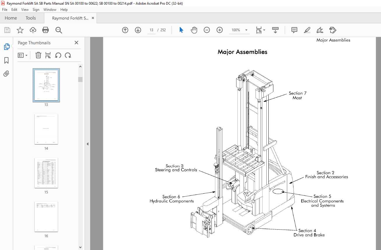 raymond reach truck parts diagram