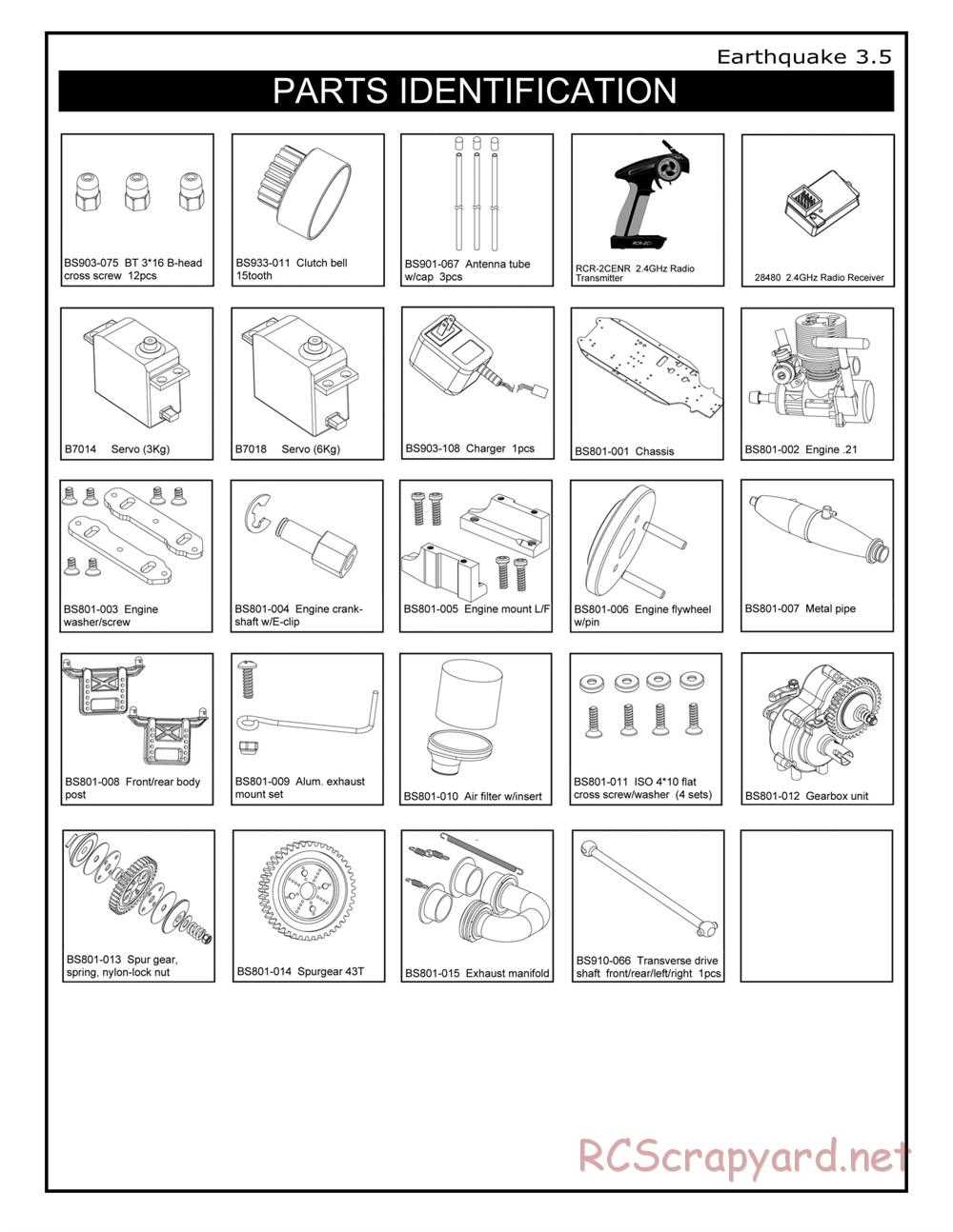 redcat earthquake 3.5 parts diagram