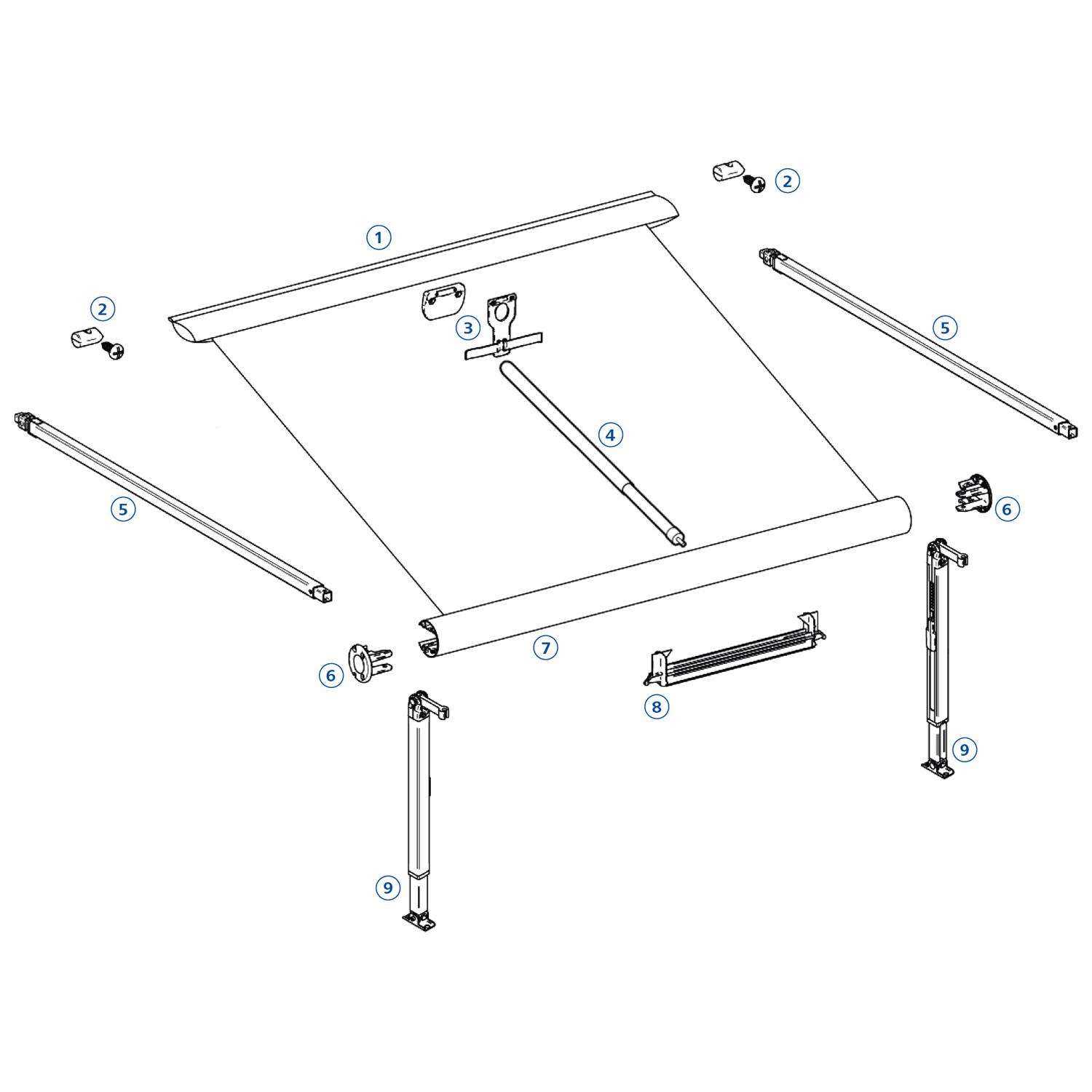 retractable awning parts diagram