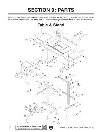 router table parts diagram