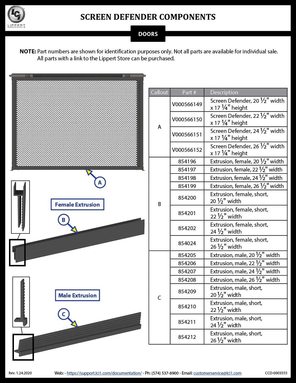 rv screen door parts diagram