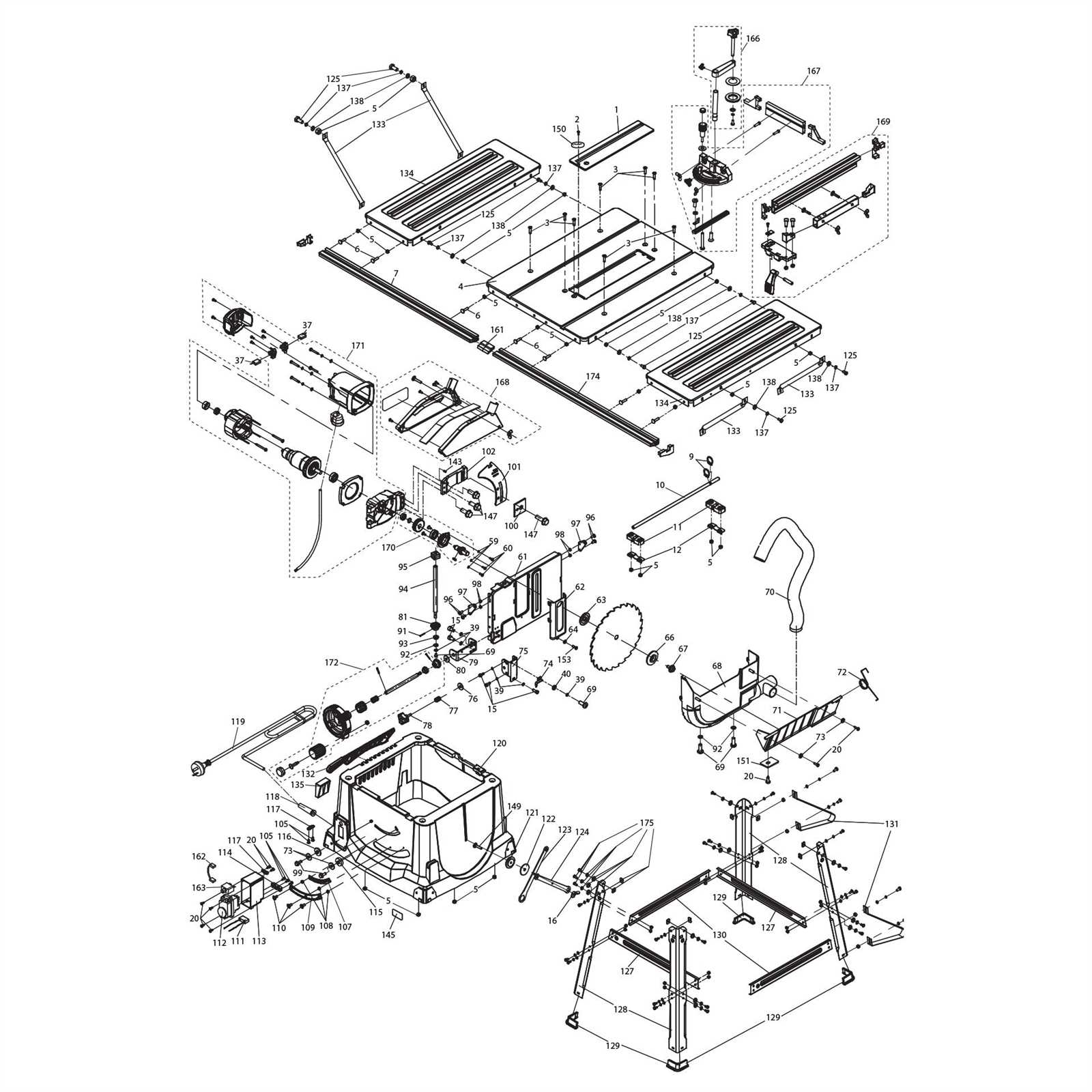 ryobi 10 table saw parts diagram