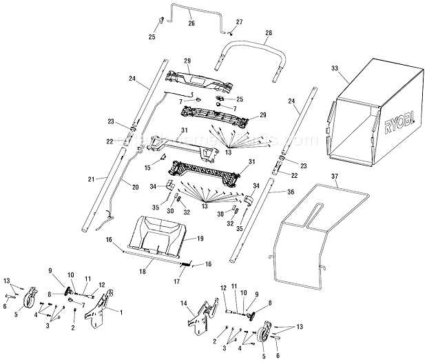 ryobi 40v mower parts diagram