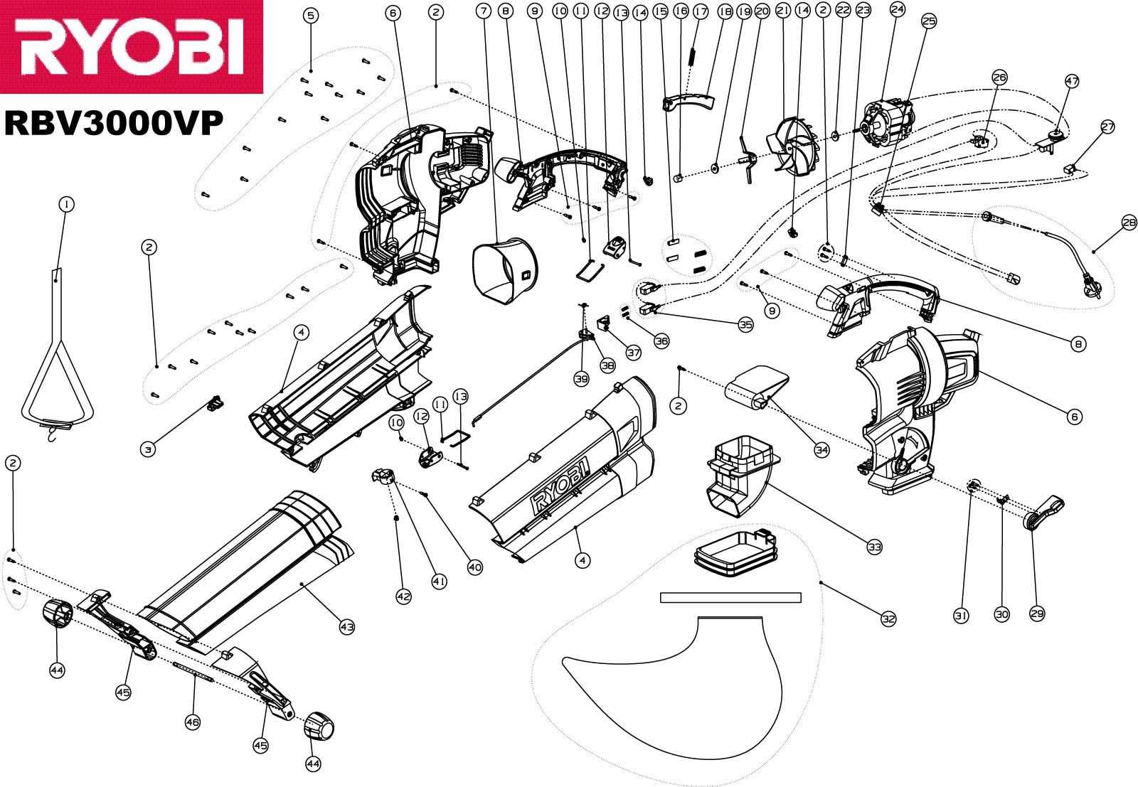 ryobi blower parts diagram