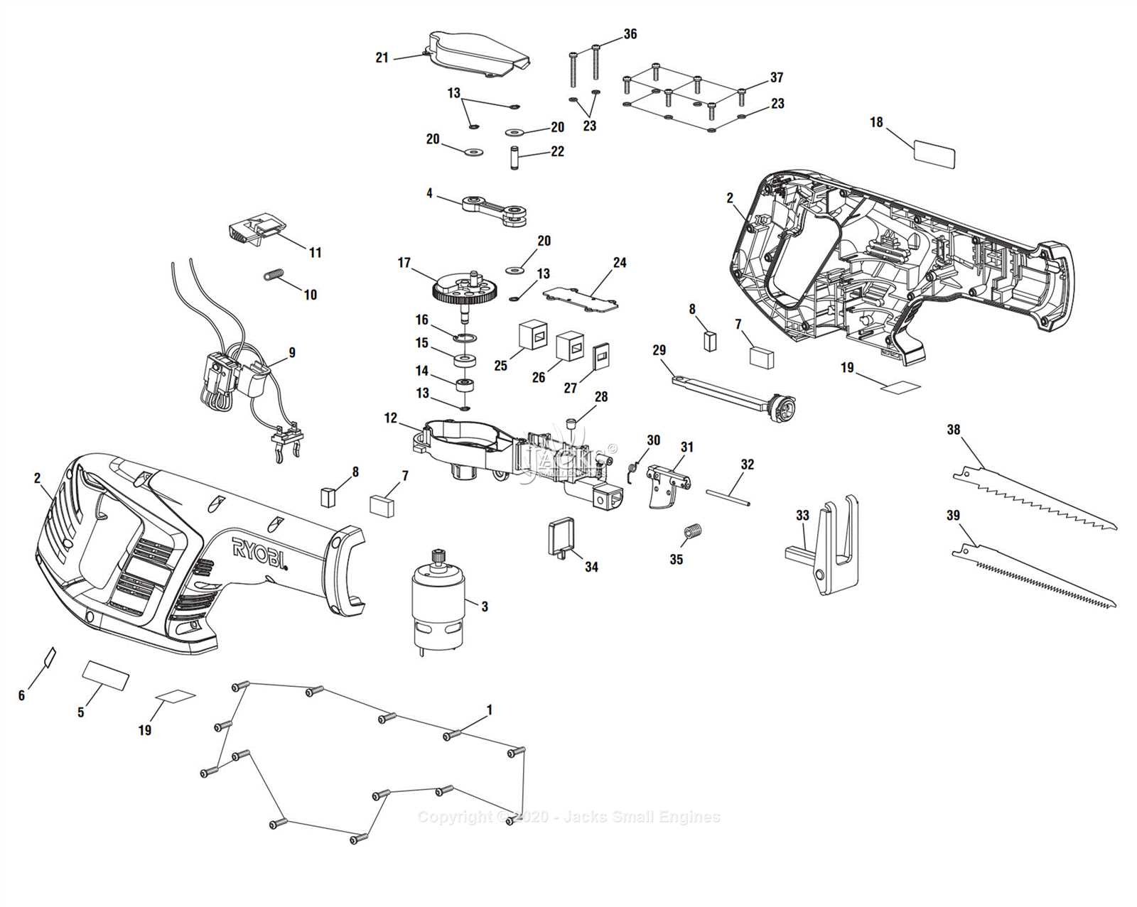 ryobi reciprocating saw parts diagram