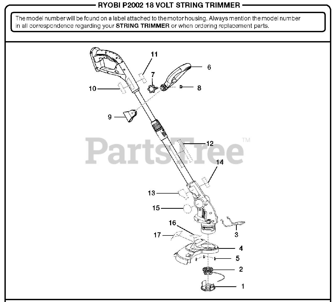 ryobi trimmer parts diagram