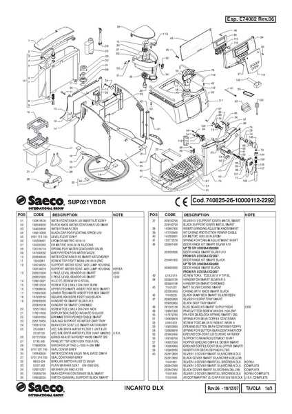 saeco minuto parts diagram