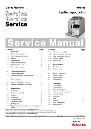 saeco syntia parts diagram