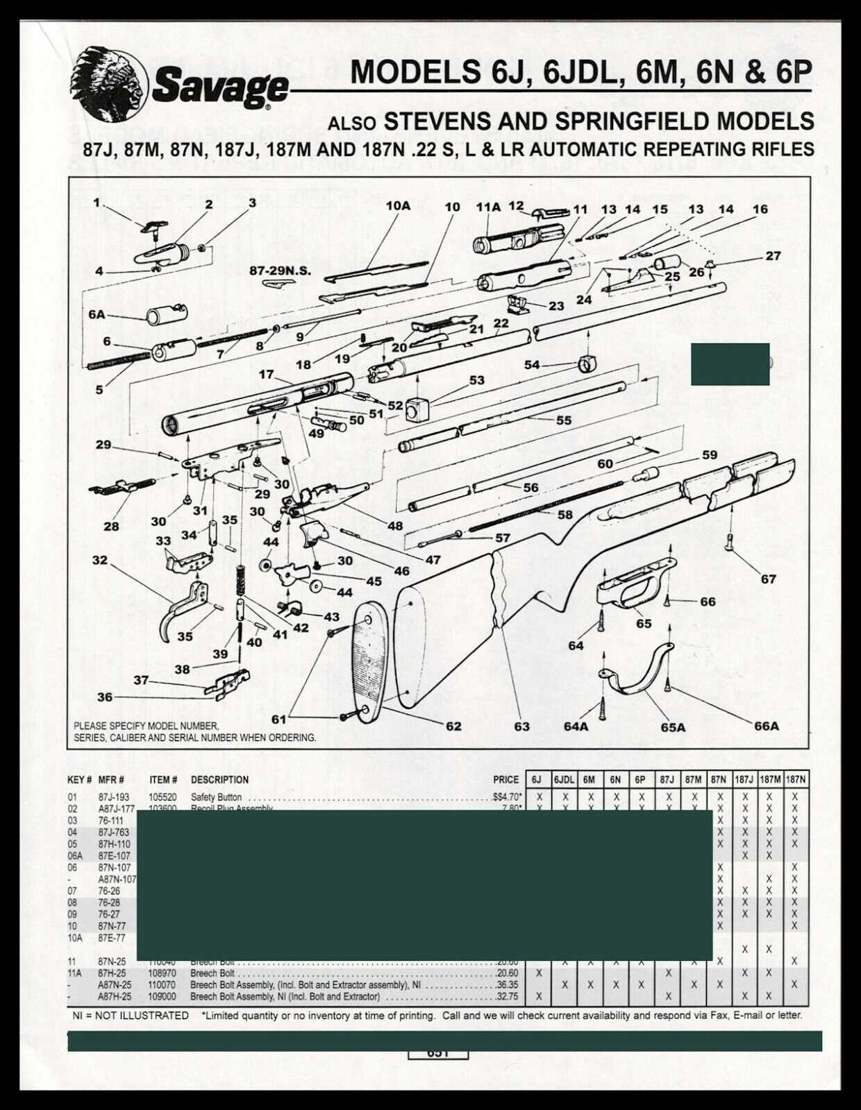 savage 64 parts diagram