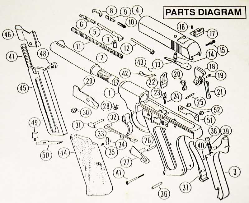 semi auto pistol parts diagram