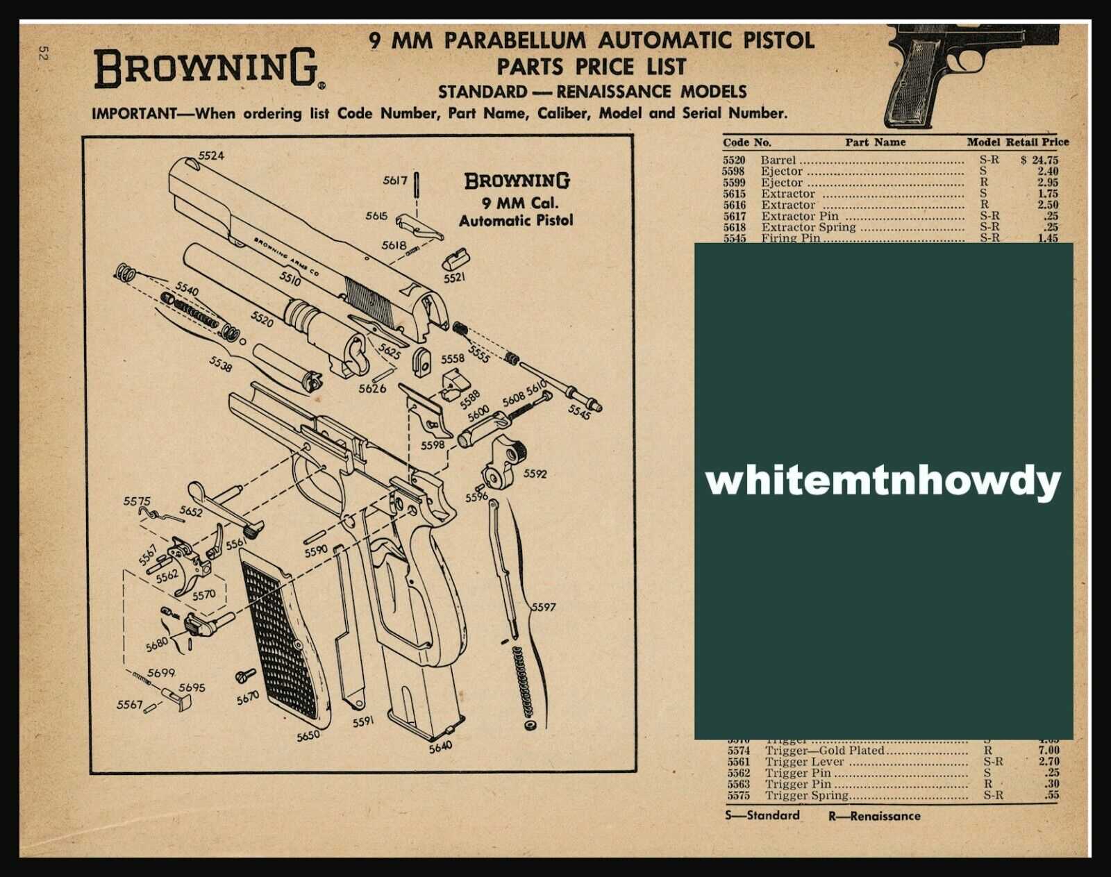 semi auto pistol parts diagram