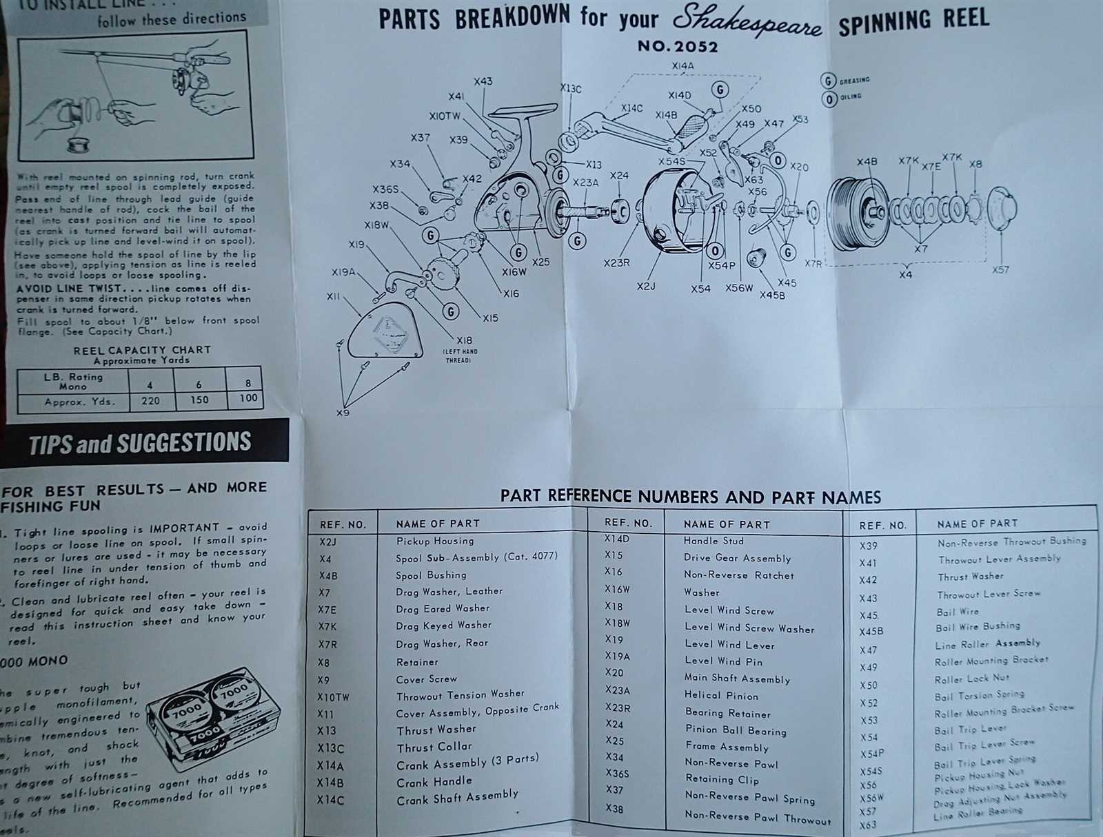 shakespeare gx250 reel parts diagram