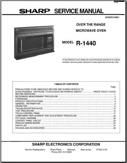 sharp carousel microwave parts diagram