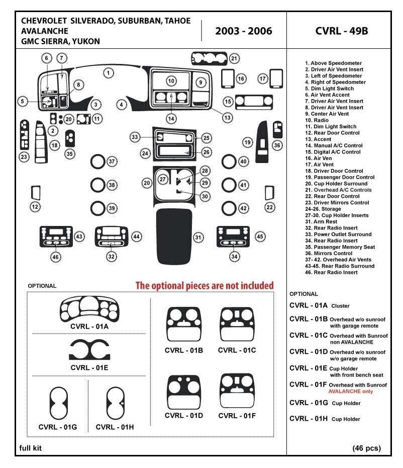 silverado chevy silverado interior parts diagram