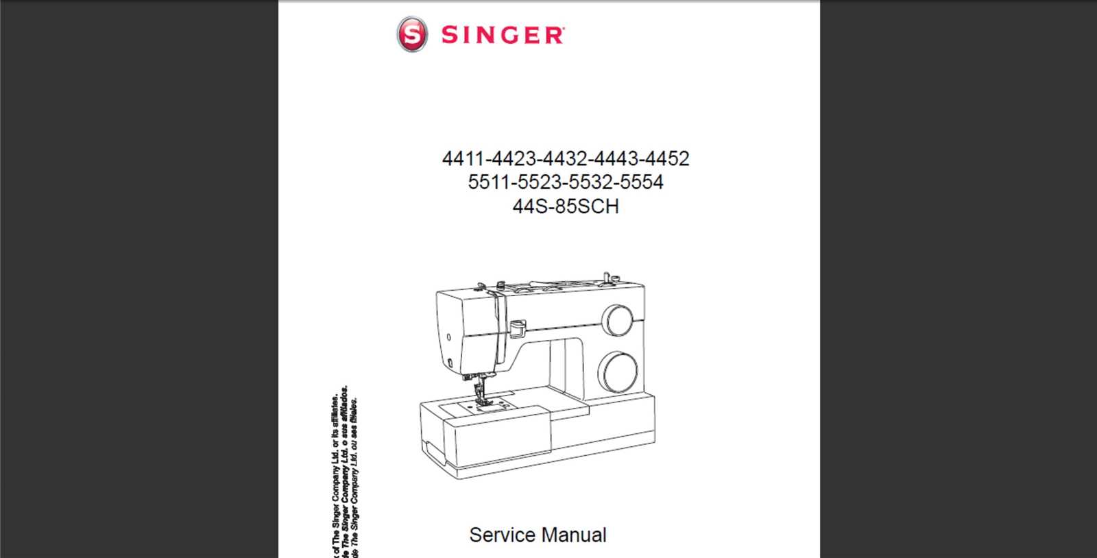 singer 4452 parts diagram