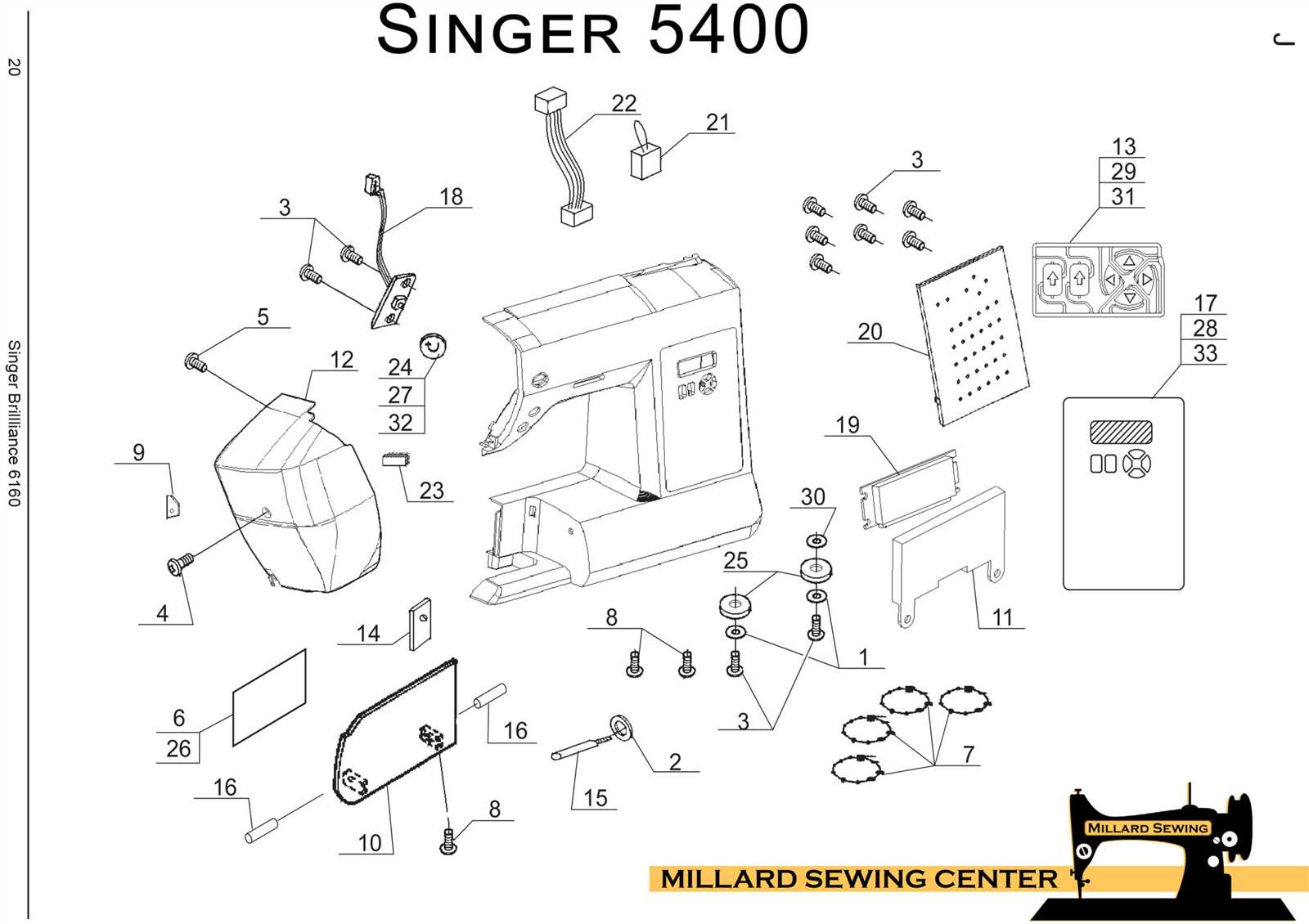 singer brilliance 6180 parts diagram