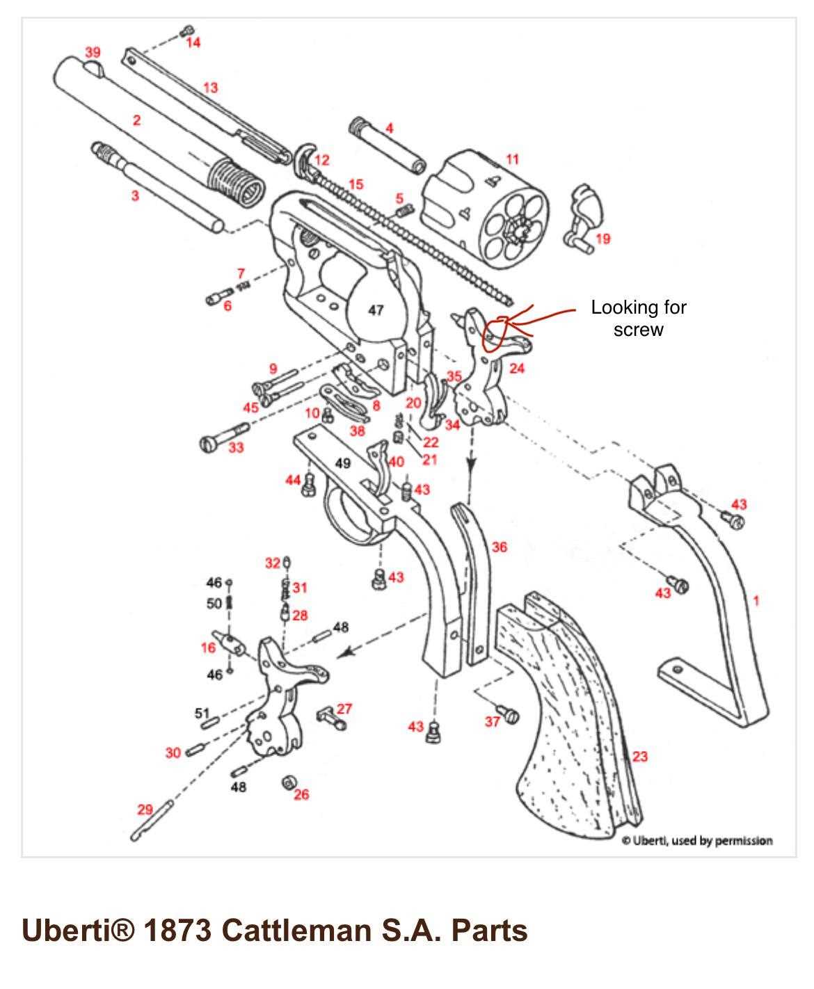 single action revolver parts diagram