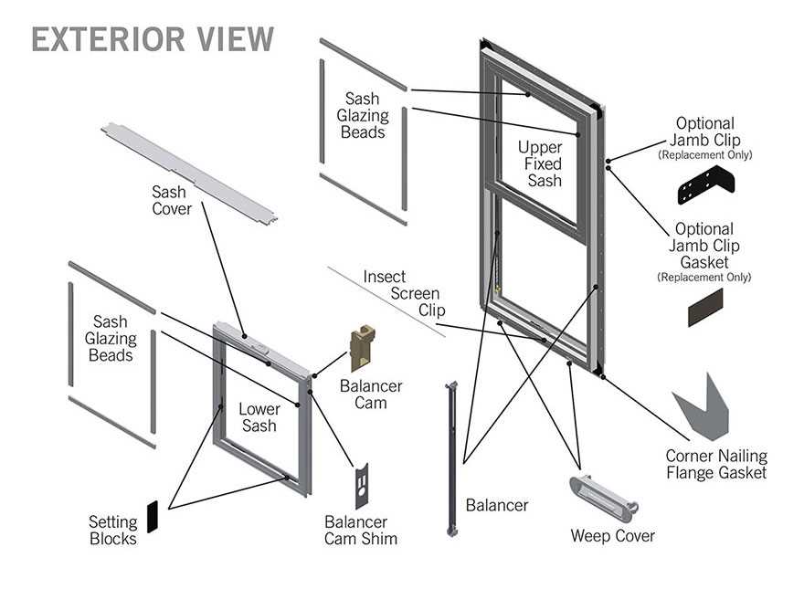 single hung window parts diagram