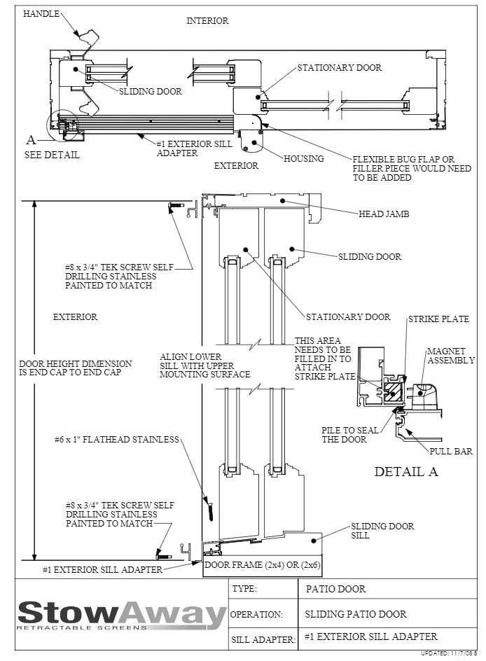 sliding screen door parts diagram