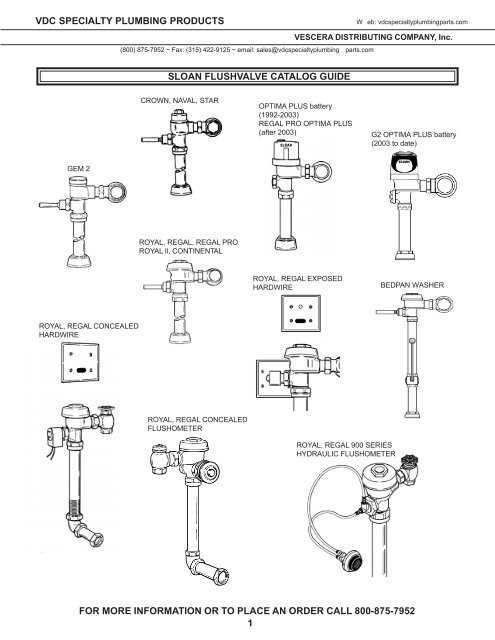 sloan regal flushometer parts diagram