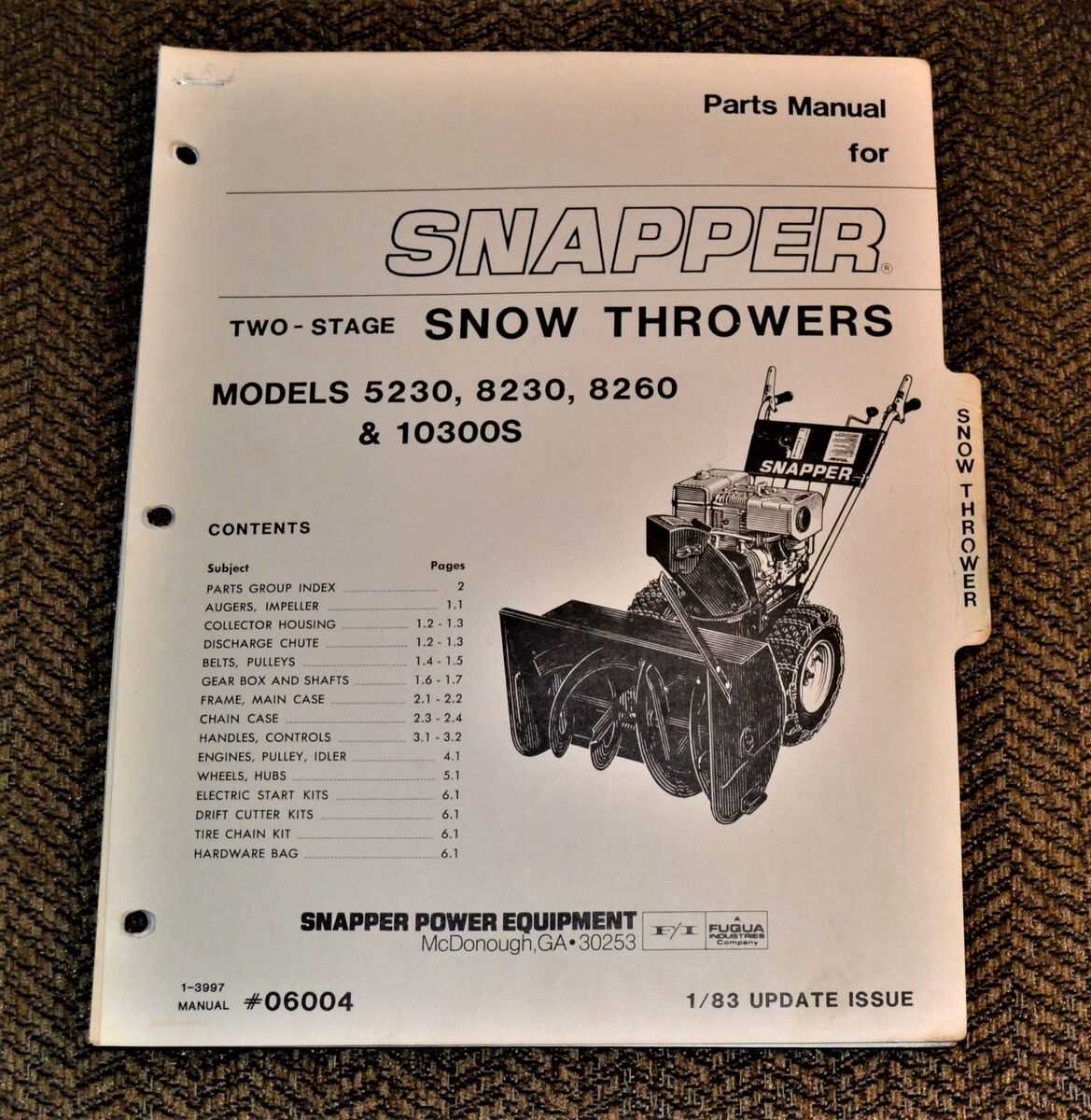 snapper snowblower parts diagram