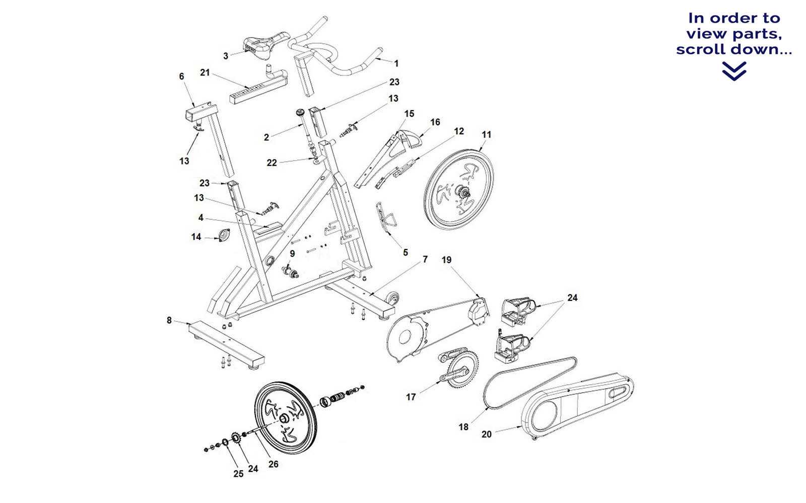 spinning bike parts diagram